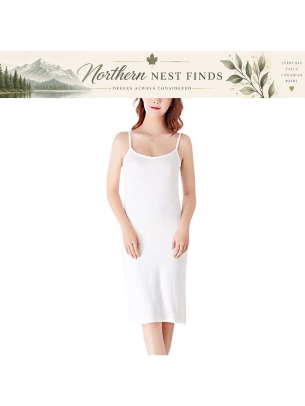 Women's Full Slip Dress Cotton Modal Sleepwear Chemise Adjustable Straps